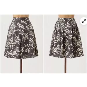 ANTHROPOLOGIE MOULINETTE SOEURS Gray Grey Silk Blend Floral Ikat Skirt Women's 8